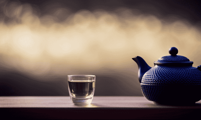 an image of a minimalist wooden tea tray with a small ceramic tea pot, surrounded by neatly arranged Oolong tea leaves in a glass jar, and a delicate porcelain tea cup placed beside it