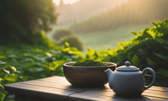 An image showcasing a serene tea garden in Canada, surrounded by lush greenery and a quaint tea shop, enticing readers to explore the blog post on where to find the finest Oolong tea in the country