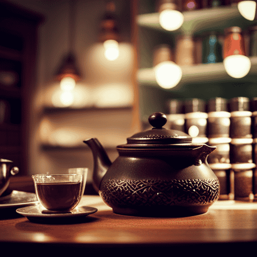 An image showcasing a serene, sunlit corner of a cozy herbal tea shop