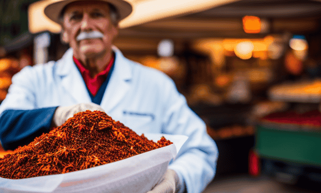 An image showcasing a vibrant San Diego farmer's market, with local vendors proudly displaying an array of fresh and fragrant Rooibos tea leaves
