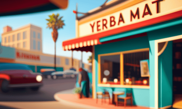 An image showcasing the vibrant streets of Los Angeles, with a sun-kissed sidewalk lined with quaint, bohemian-inspired cafes and shops