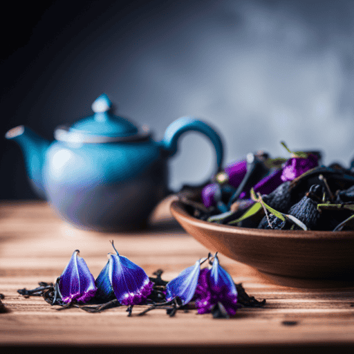 An image showcasing a vibrant display of butterfly pea flower tea