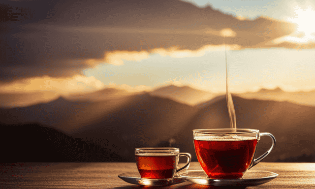 An image showcasing a vibrant red rooibos tea and a refreshing green rooibos tea side by side