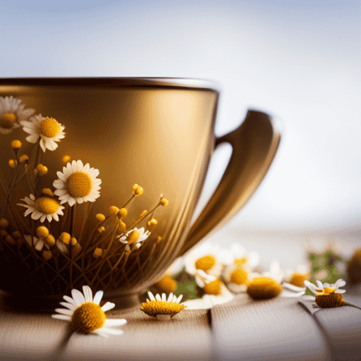 An image showcasing a vibrant teacup filled with a rich golden herbal infusion