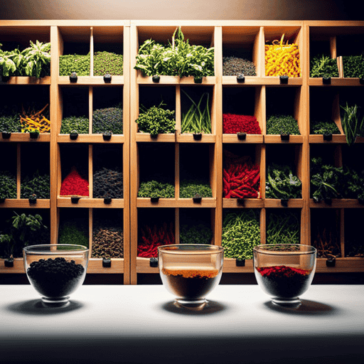 An image showcasing an assortment of vibrant herbal tea leaves, each exuding distinctive aromas and colors
