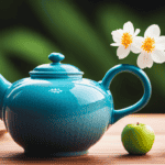 An image showcasing a vibrant tea set with a variety of visually distinct oolong teas, each infused with natural ingredients like green apples, ginger, and jasmine, representing their unique weight loss benefits