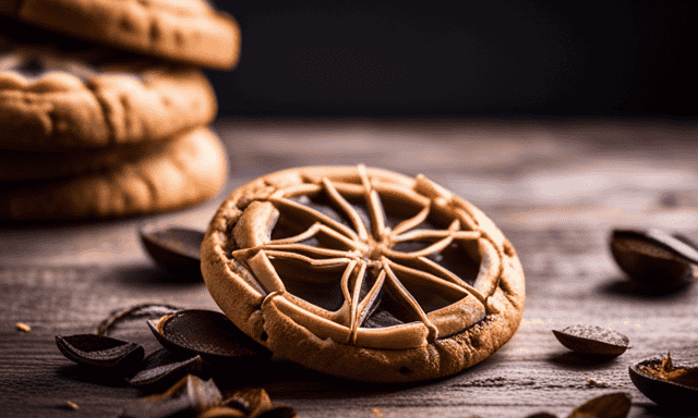 An image featuring a close-up of a Lenny and Larry's cookie with a cross-section revealing the rich, caramel-colored chicory root fibers woven through the dough, showcasing its natural sweetness and health benefits