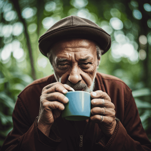 An image capturing the disapproving expression on someone's face as they delicately sip herbal tea, with a crinkled nose, subtly wrinkled forehead, and a subtle wince, all against a backdrop of untouched tea leaves