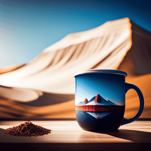 An image showcasing two mugs of Yogi Tea side by side, one with Canadian landmarks subtly incorporated into the design, while the other features iconic American symbols