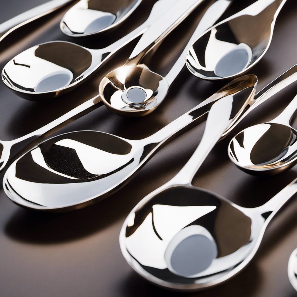 An image depicting a stack of 11 teaspoons, each filled with a granulated substance resembling caffeine