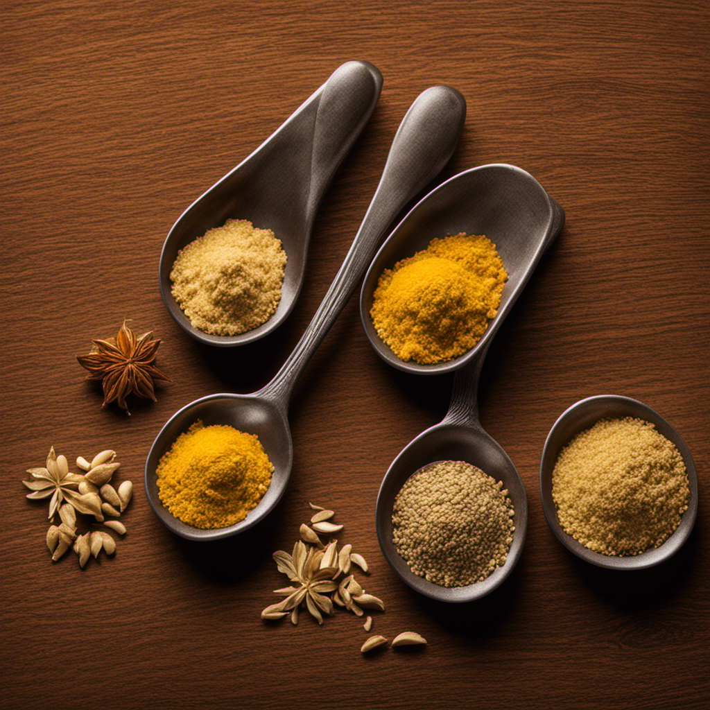 An image showcasing two identical teaspoons, one filled with finely chopped ginger and the other with an equivalent amount of ground ginger