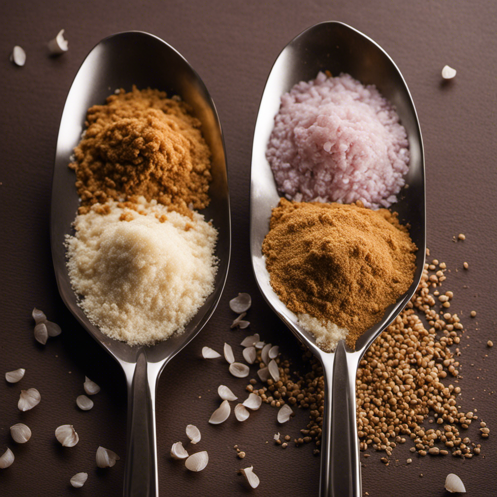 An image featuring two identical teaspoons - one filled with dried minced onion and the other with onion powder