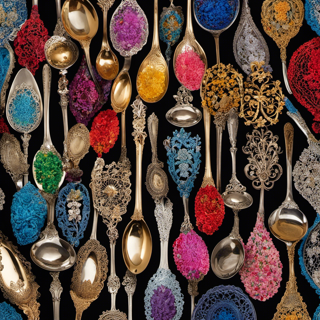 An image showcasing a colorful array of 29 delicate teaspoons, artistically arranged on a vintage lace doily, inviting viewers to ponder the significance of this seemingly ordinary quantity