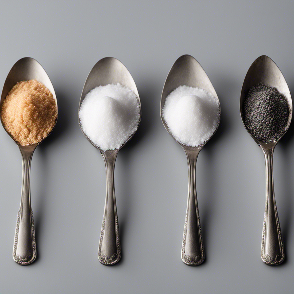 An image showcasing three separate teaspoons: one filled with kosher salt and two filled with iodized salt
