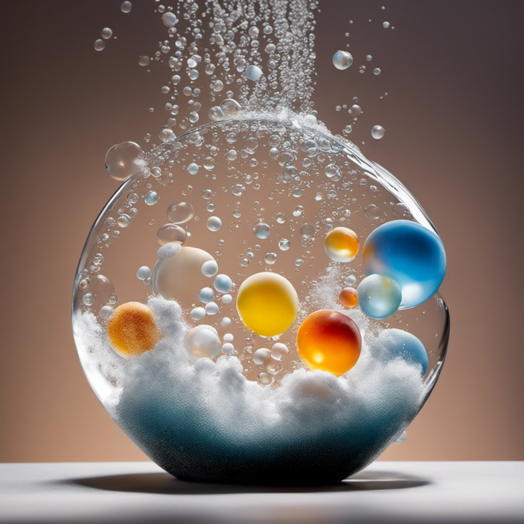 An image capturing the chemical reaction between three teaspoons of baking soda and vinegar