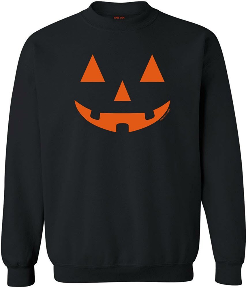 Joe's USA Jack O' Lantern Pumpkin Halloween Costume Crewneck Sweatshirt for Men