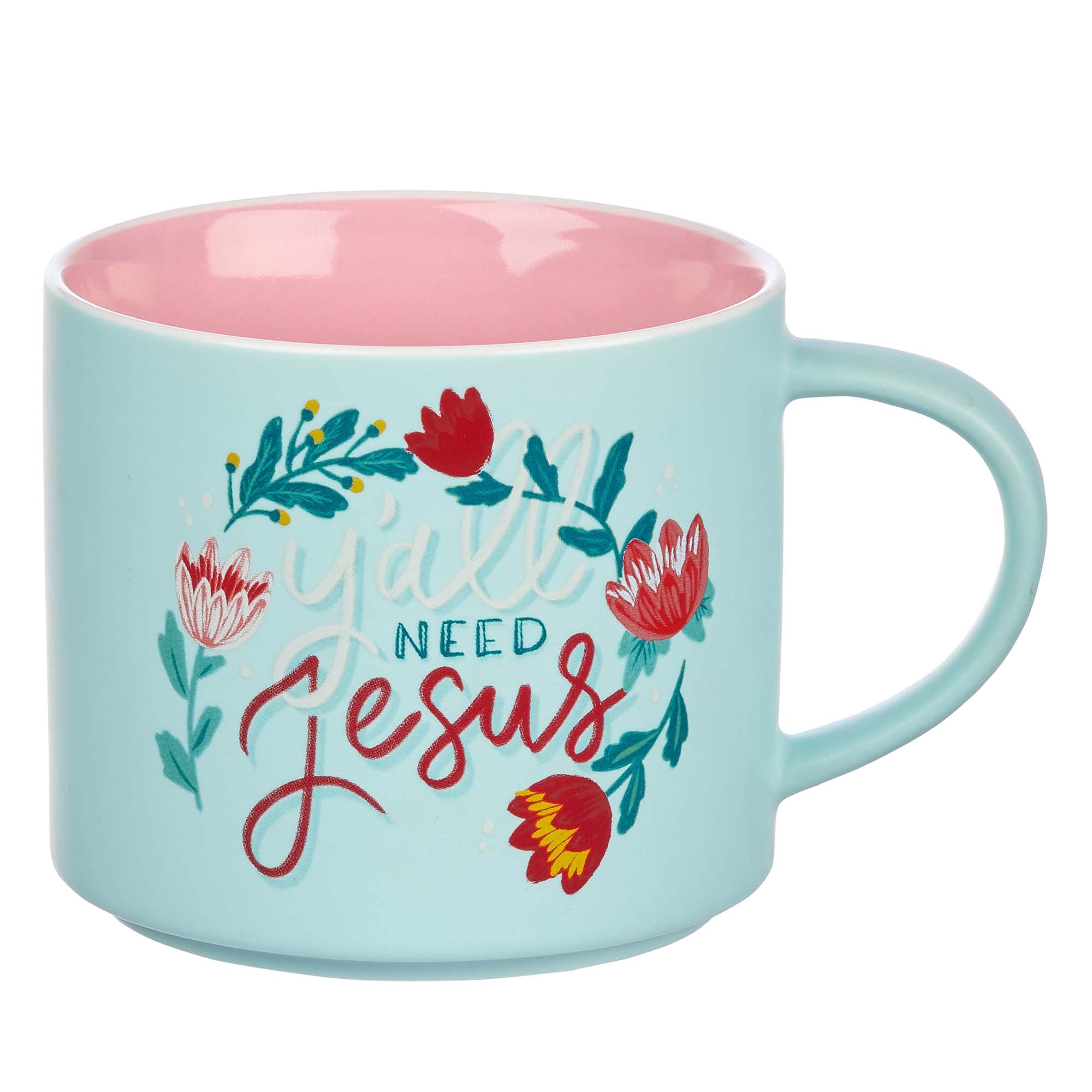 Bless Your Soul Large Blue Coffee Mug Y'all Need Jesus, Funny Birthday Gifts for Women/Men, Co-worker, Retro-Inspired Designs - 12oz Cup Ya'll/Jesus