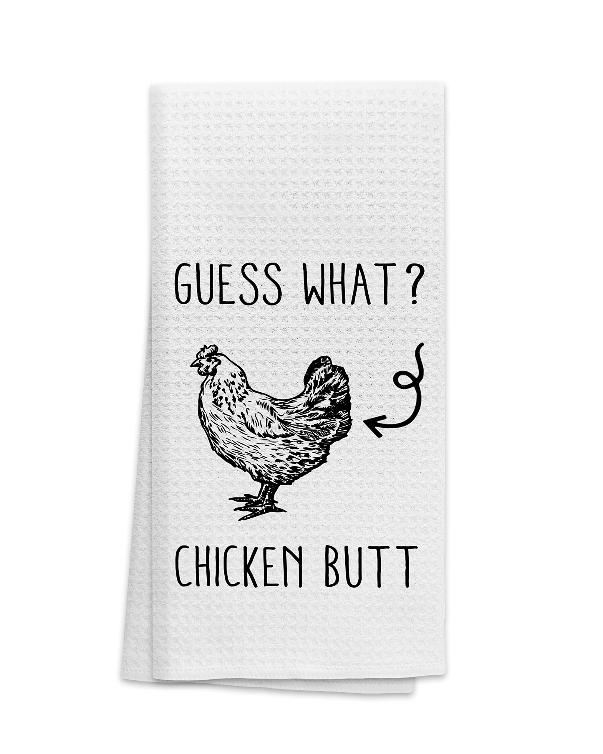 OHSUL Guess What Chicken Butt Highly Absorbent Kitchen Towels Dish Towels Dish Cloth, Funny Chicken Hand Towels Tea Towel for Bathroom Kitchen Decor, Chicken Lovers Farm Women Girls Gifts