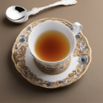 An image showcasing a porcelain teaspoon delicately holding 9 milligrams of a substance, with the intricate patterns reflecting the elegance of tea culture, inviting readers to ponder the measurement's relationship to teaspoons