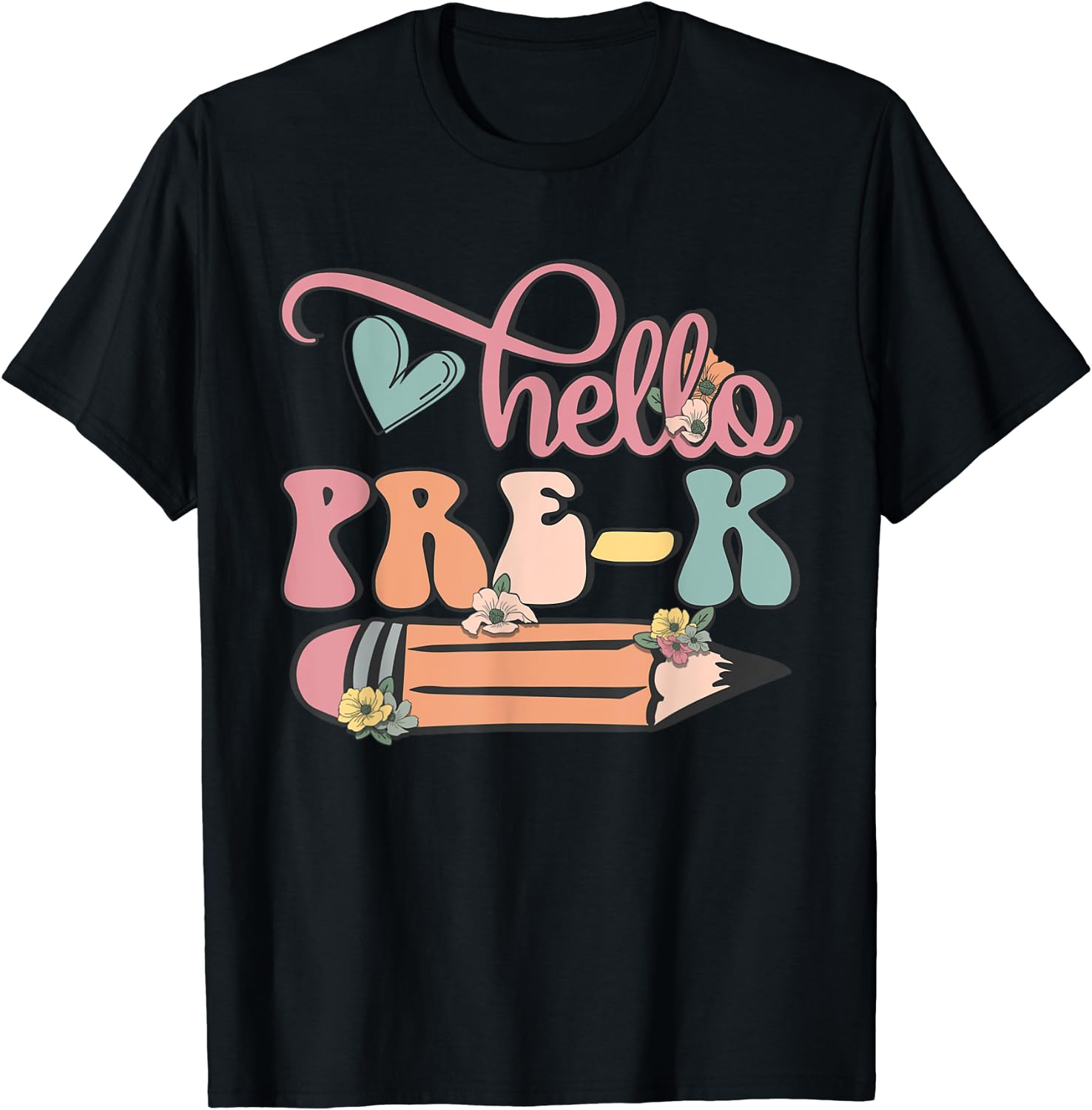 Back To School Hello Pre K Retro Teacher Women Kids T-Shirt