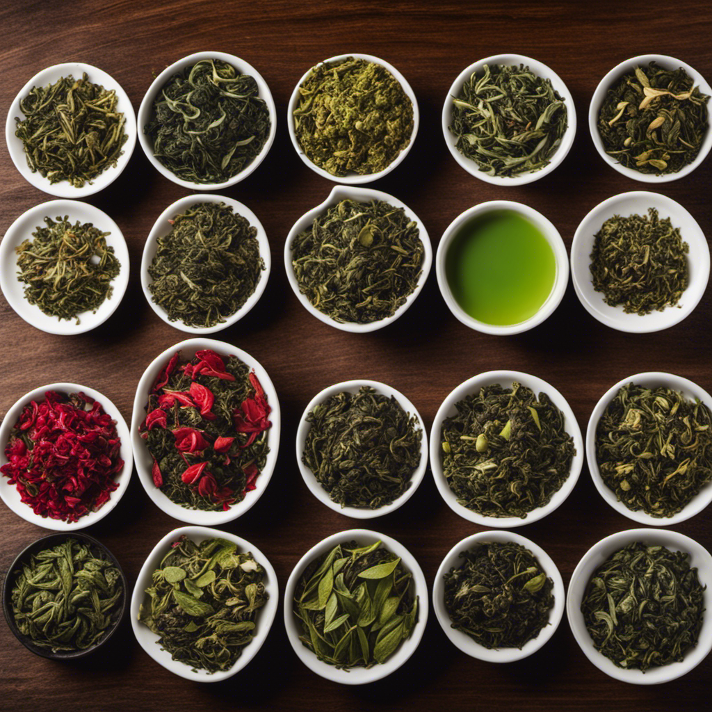An image showcasing a vibrant assortment of loose leaf green teas