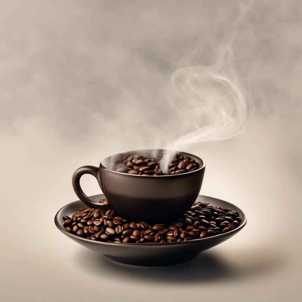 An image that showcases a dark, charred coffee bean amidst a background of smoke and flames