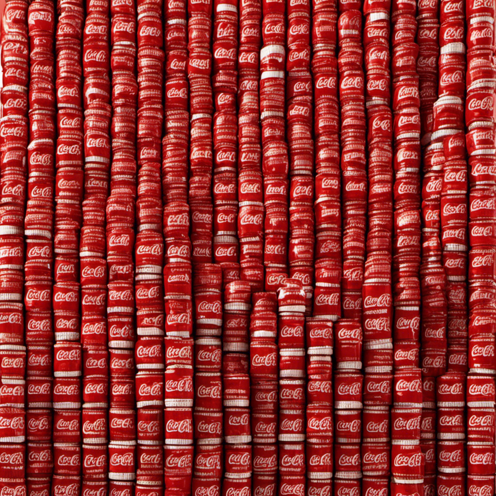 An image showcasing a towering stack of sugar cubes in the shape of a Coca-Cola bottle