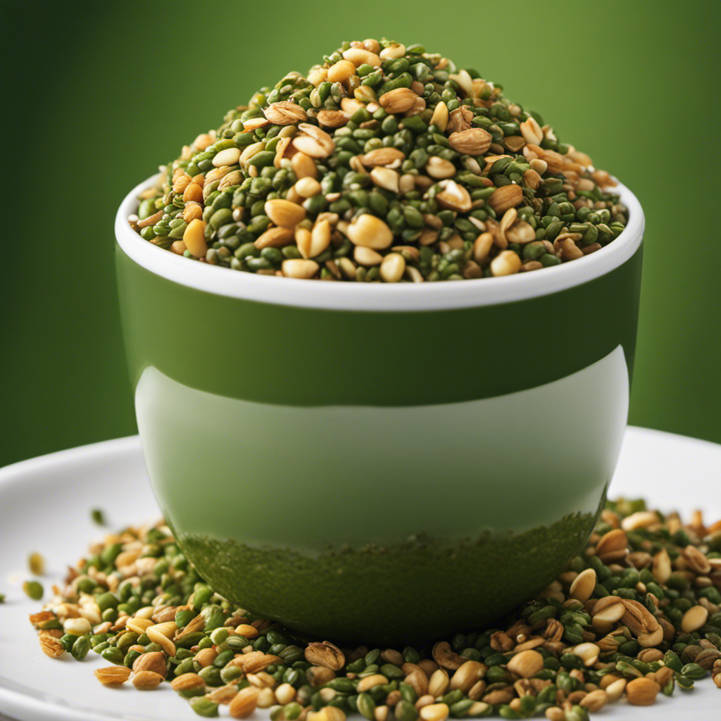 An image of a steaming cup of fragrant Decaf Genmaicha, showcasing its vibrant green hue