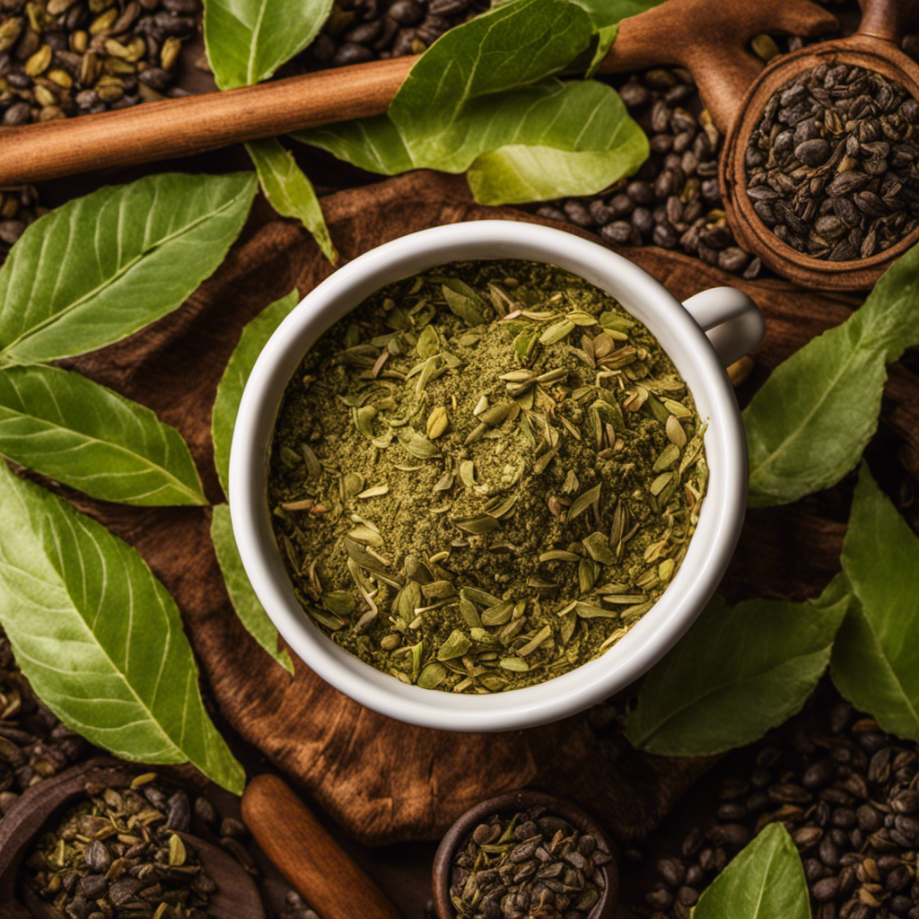 An image showcasing a vibrant, close-up view of a cup filled with yerba mate
