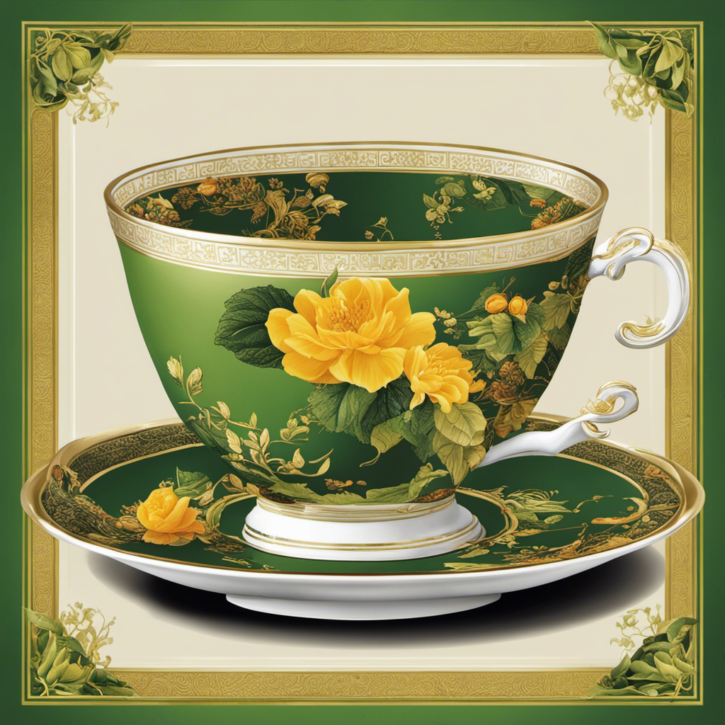 An image showcasing two elegant teacups, one filled with vibrant green Sencha tea, the other with a rich golden Oolong tea