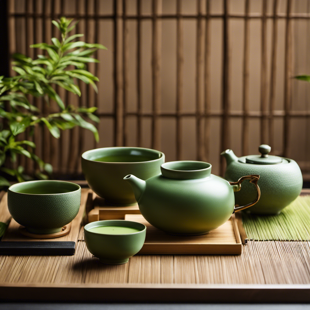 An image featuring a traditional Japanese tea ceremony set in a serene tatami room
