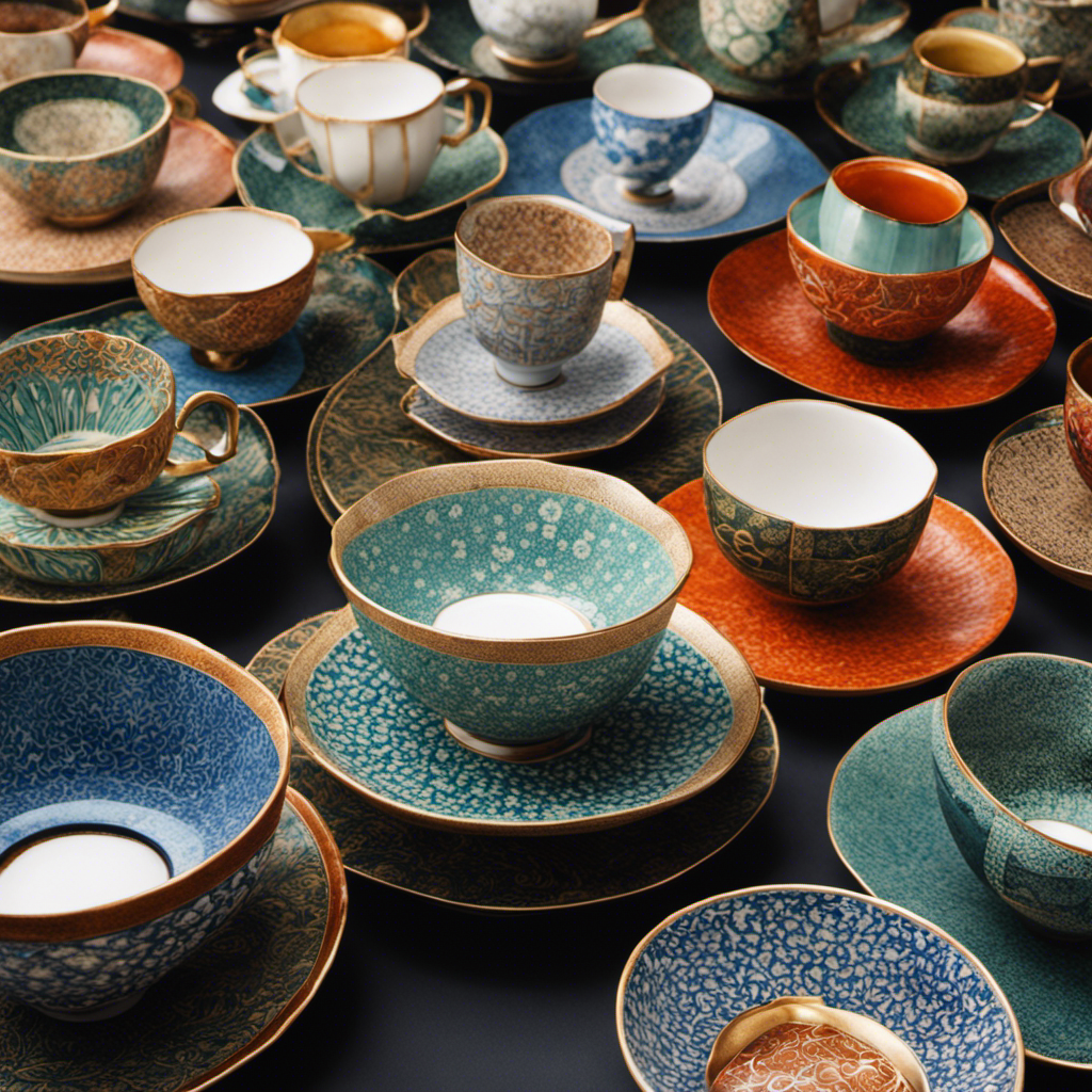 An image showcasing a rich tapestry of Japanese tea cup styles