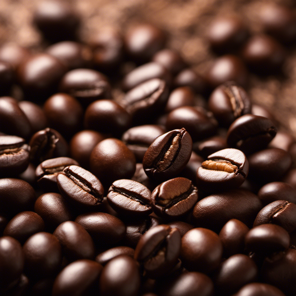 An image showcasing a close-up of a perfectly roasted coffee bean, its rich chocolate-brown color glistening in the light