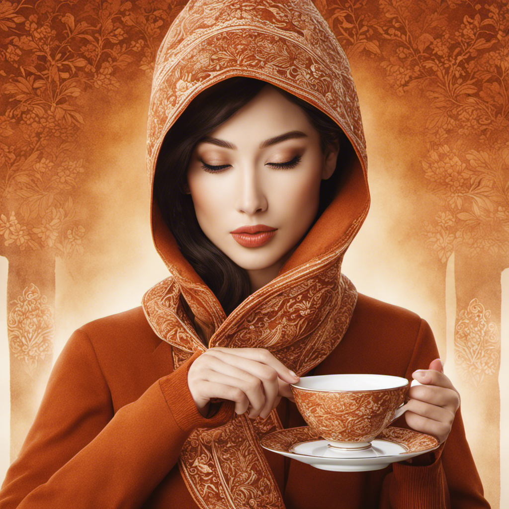 An image depicting a person holding a cup of rooibos tea, gracefully lifting it towards their lips