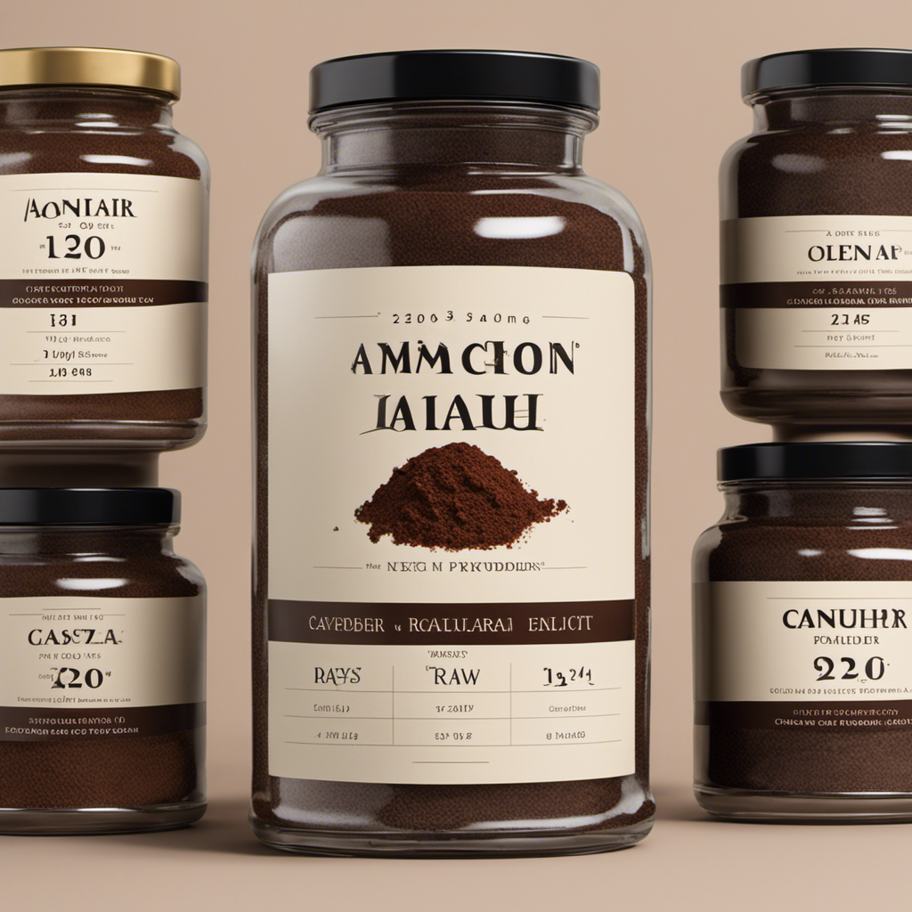 An image that showcases a glass jar filled with rich, dark raw cacao powder