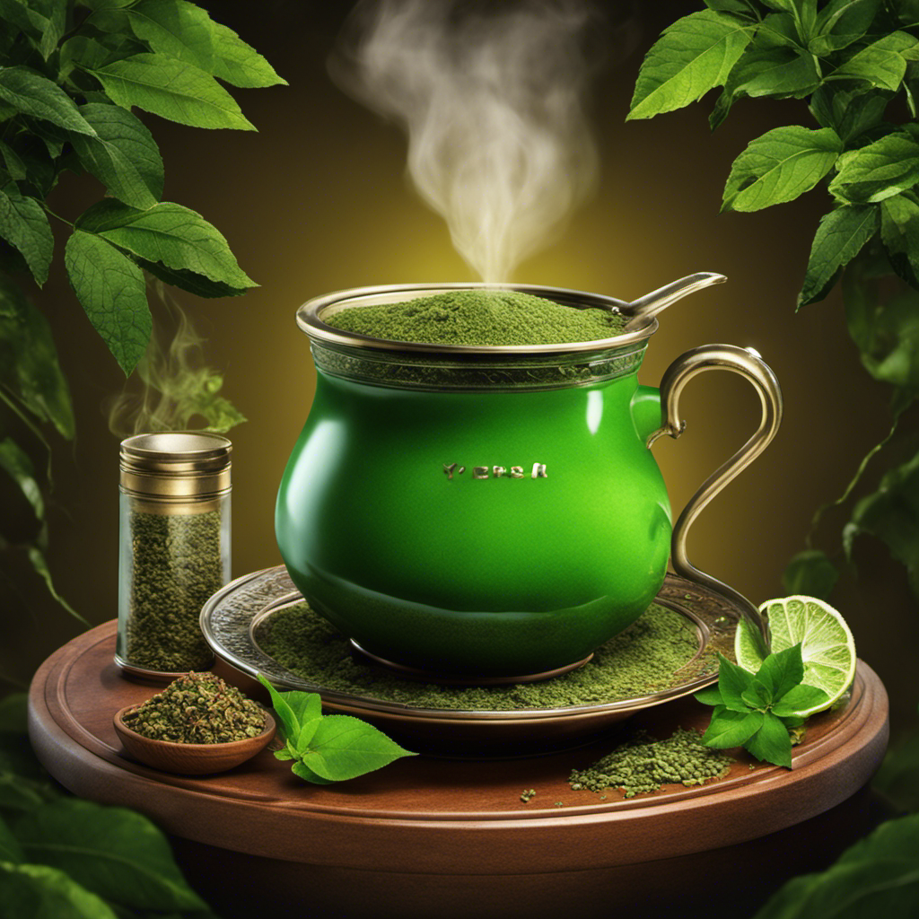 An image showcasing a steaming cup of brewed yerba mate, surrounded by a timer ticking away, indicating the passing of time