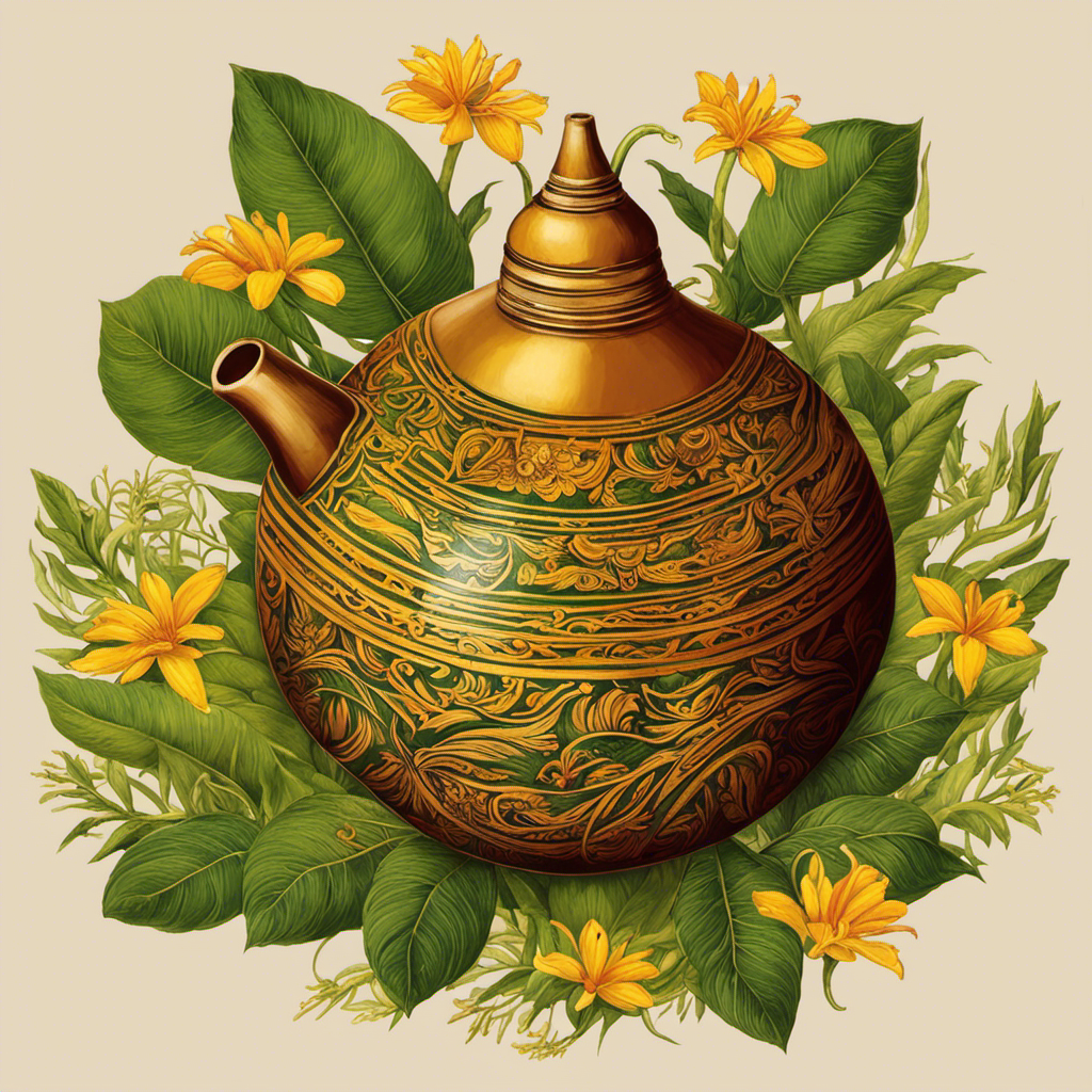 An image showcasing a vibrant, freshly brewed yerba mate tea in a Guayaki gourd and bombilla