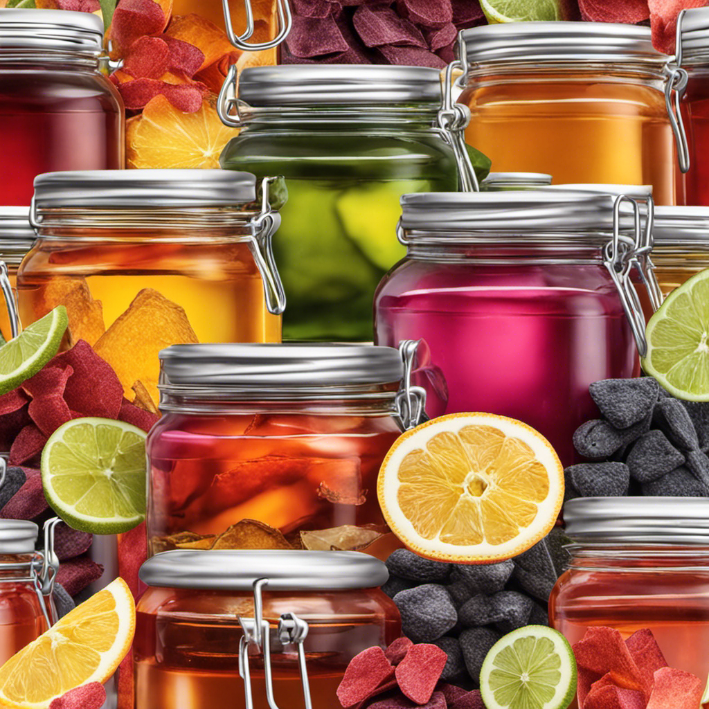 An image showcasing a vibrant glass jar, filled with freshly brewed kombucha tea