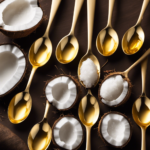 An image depicting a row of variously sized teaspoons, each filled with different amounts of rich, golden coconut oil