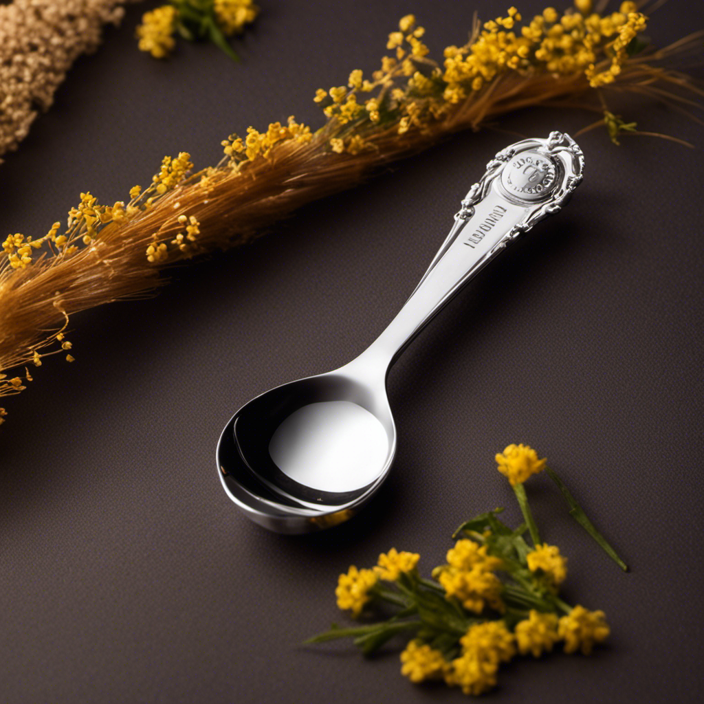 An image showcasing a petite 5 ml measuring spoon filled with a viscous liquid, gently pouring its contents into a teaspoon, providing a clear visual demonstration of the conversion between milliliters and teaspoons