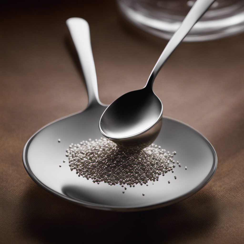 An image showcasing a delicate teaspoon filled with precisely measured 55 grams of a substance, allowing readers to visualize the exact amount and explore the conversions from grams to teaspoons