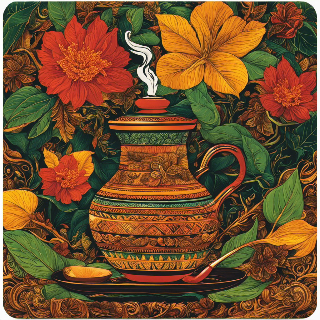 An image showcasing a vibrant, steaming cup of yerba mate alongside a rich, aromatic cup of coffee, both filled to the brim