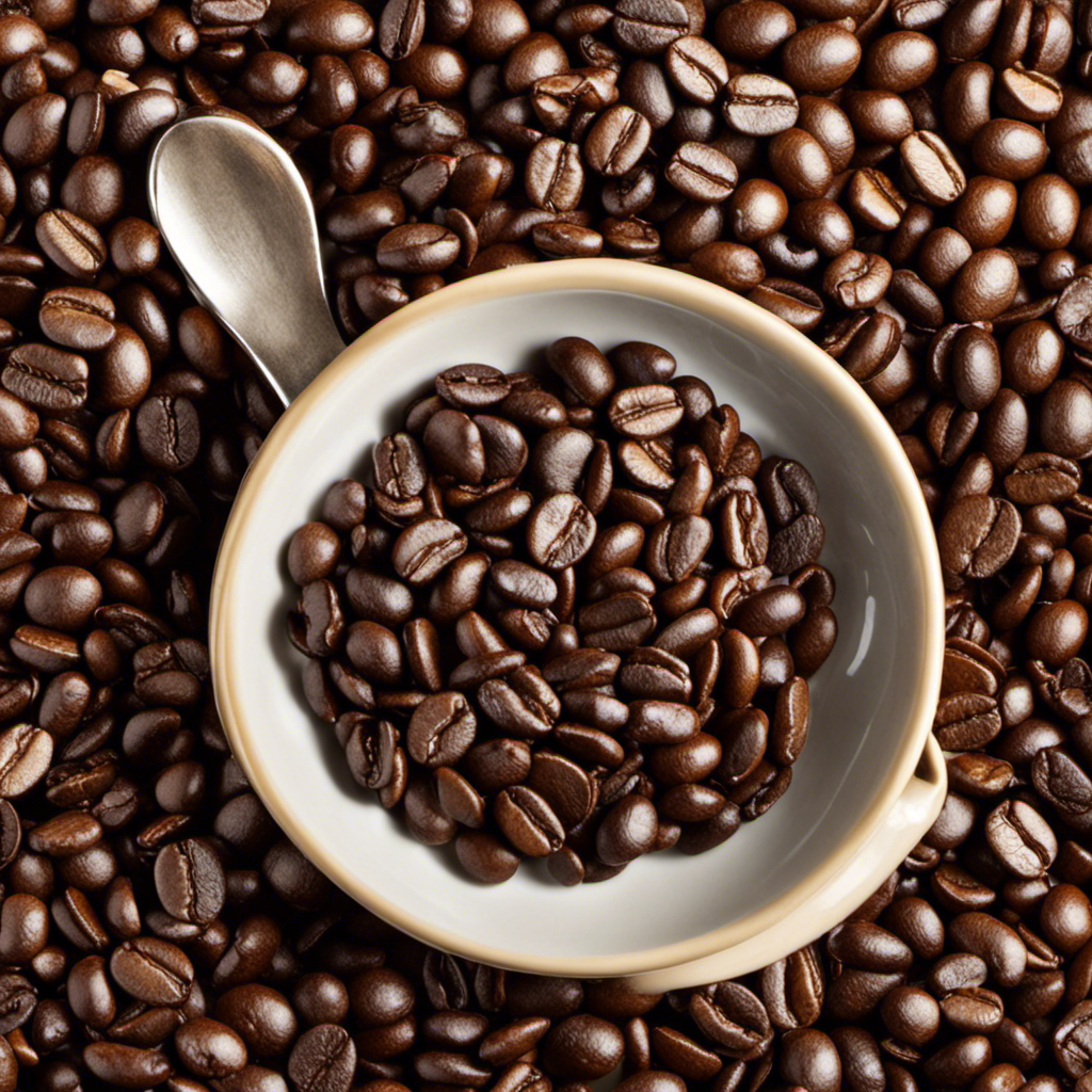 An image showcasing three heaping teaspoons of rich, aromatic coffee beans, each bean brimming with potential energy