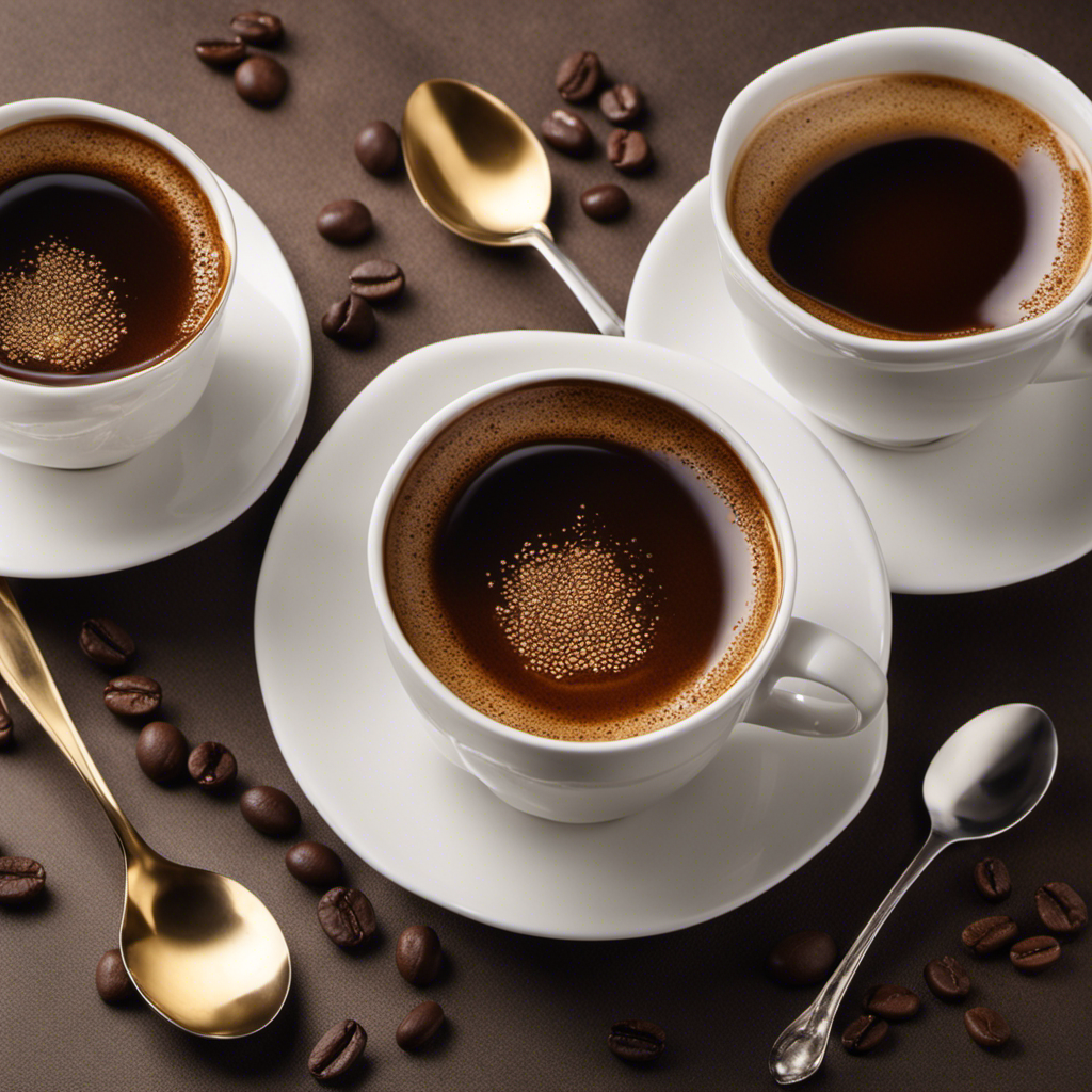 An image showcasing three teacups, each filled with precisely three teaspoons of rich, aromatic coffee