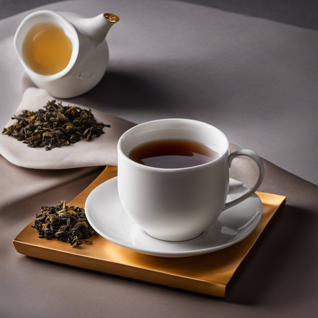 An image showcasing a steaming cup of Dragen Eye Oolong Tea, revealing its rich amber hue