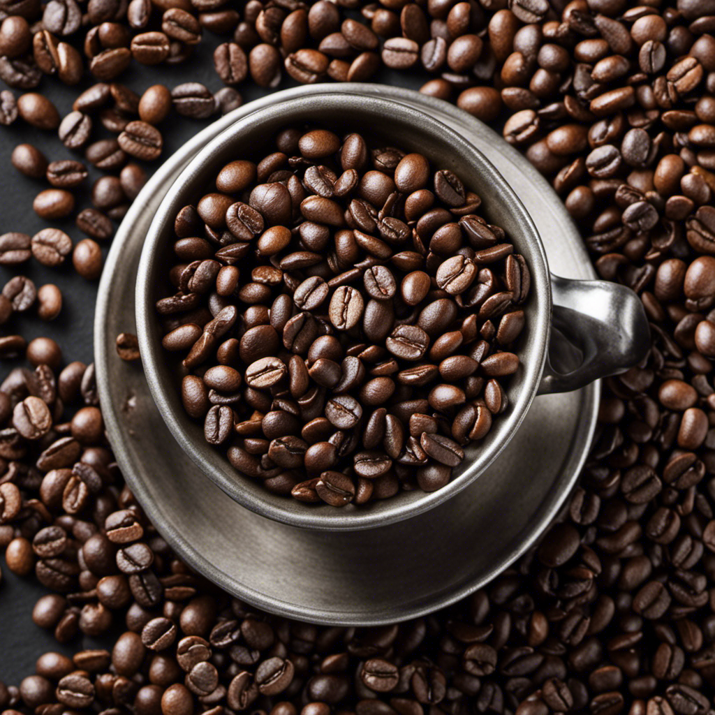 An image depicting a close-up view of a Starbucks barista holding a teaspoon filled with coffee beans, pouring them into a measuring cup