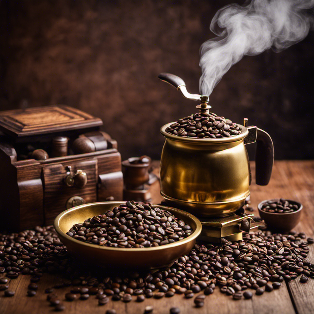 An image showcasing a steaming cup of yerba mate, infused with the rich aroma of roasted coffee beans