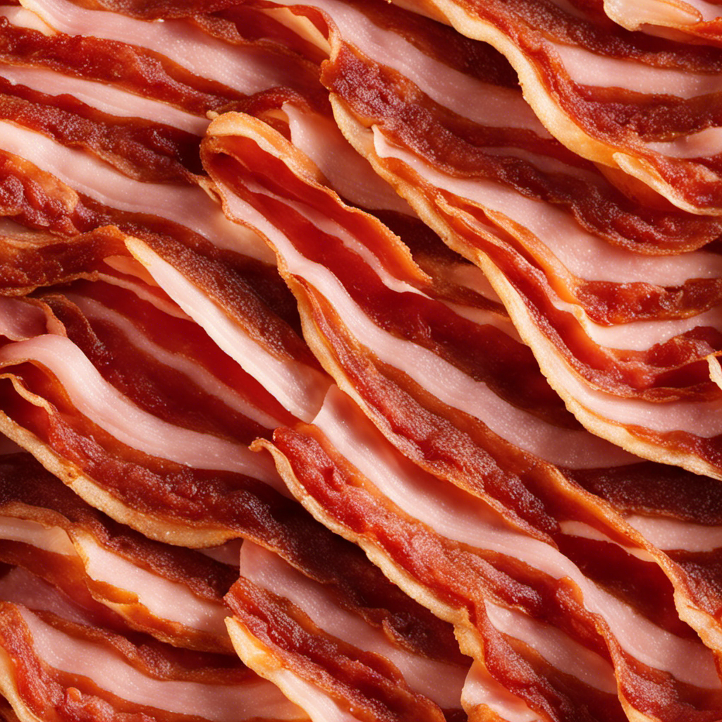 An image showcasing a single slice of cooked bacon in a visually appealing way