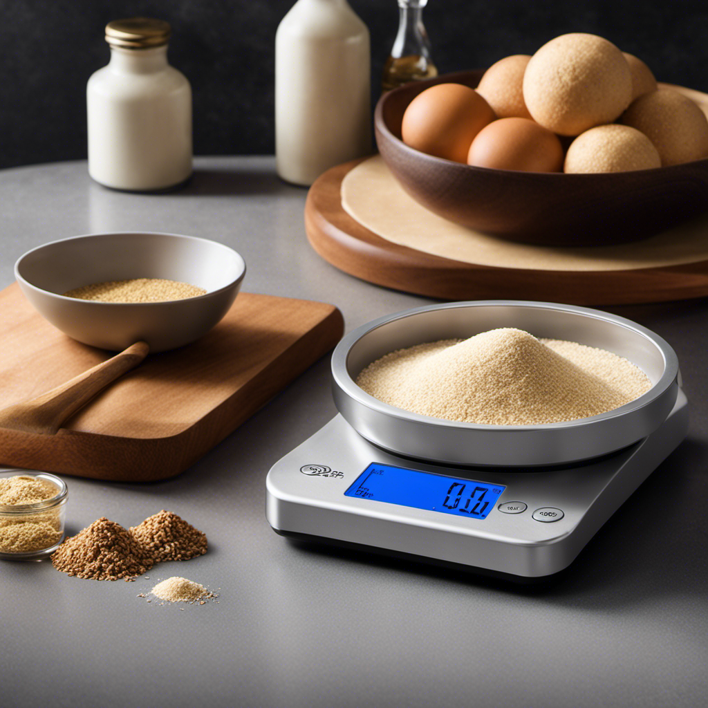 An image showcasing a digital scale with a small bowl containing exactly 2