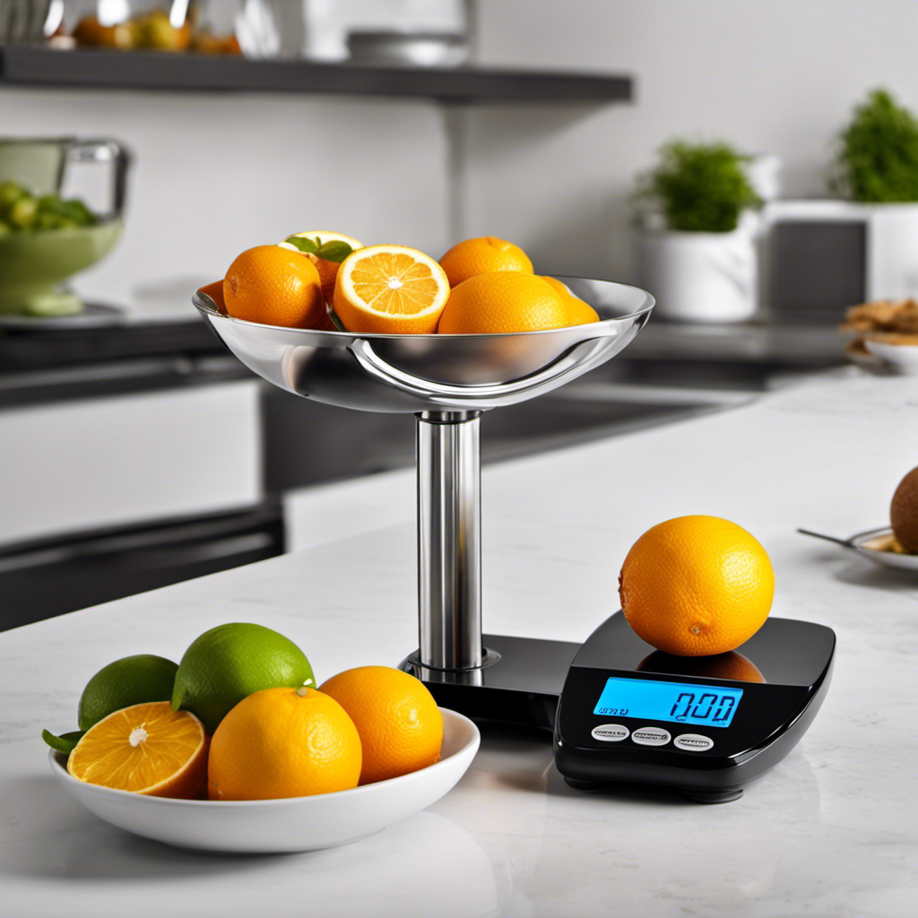 An image showcasing a digital kitchen scale with a small bowl containing precisely measured 4 teaspoons of citrus pectin